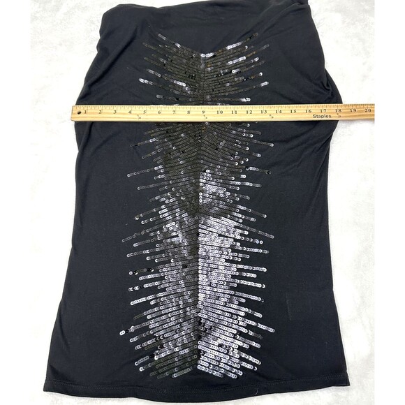 Leo Guy Black Cowl Neck Sleeveless Sequined Draped Back Party Top Blouse Sz 6/8 - Picture 10 of 12